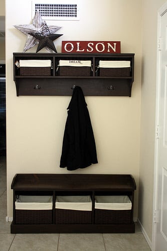 Ana White | Build a Entryway Bench and Storage Shelf with Hooks ...