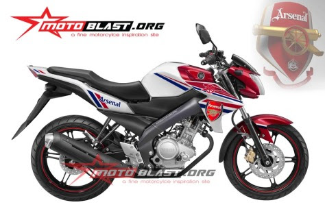 Modif Striping New vixion 2014 white ArsenalFC!  MOTOBLAST