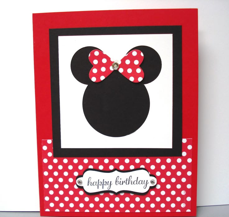 Minnie Mouse punch art card, cased from a convention swap from Susan Wohlfert. I changed the colors and stamp set.  1 3/4 circle punch, 1" circle punch. Heart Framelits, Polka Dot Parade DSP. Decorative Label punch.
