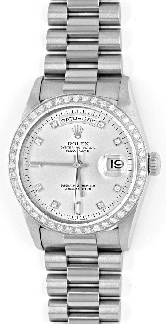 Originalfoto ROLEX DAY-DATE WG ORIG.DIA.-LÜNETTE-ZIFFERBLATT GEPRÜFT