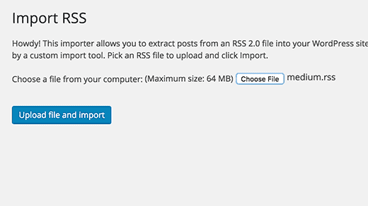 Upload Medium import file into WordPress importer