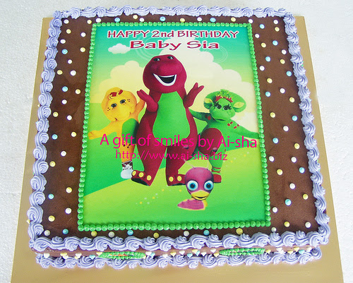 Birthday Cake Edible Image Barney and Tulli