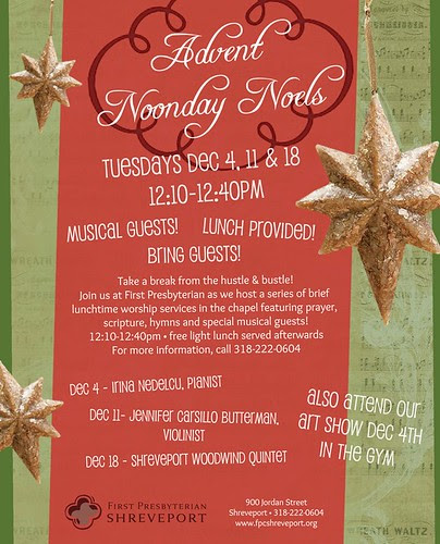 Classical music lunch at First Pres on Tuesdays, Dec 11, 18, by trudeau