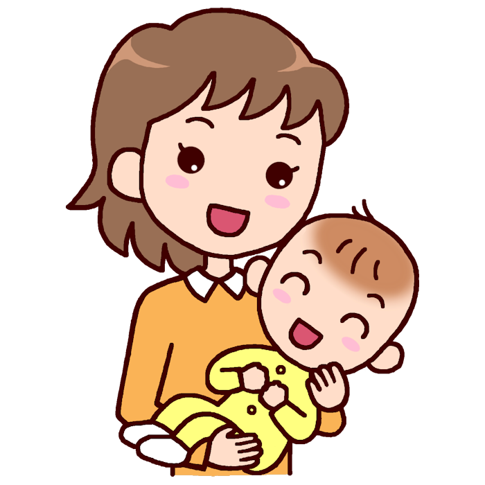抱っこでごきげん カラー 親子いっしょの無料イラスト 赤ちゃん ベビー 人物素材