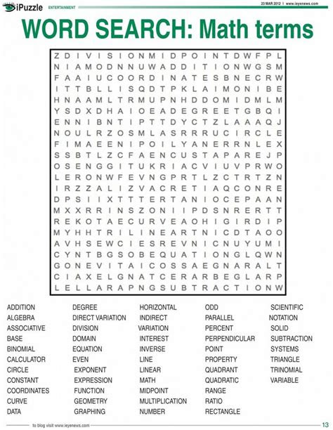  45 free math word search puzzles for all skill levels