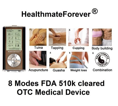 Lifetime warranty, FDA cleared HealthmateForever 8 modes hand free digtal pain relief mini micro massager, therapy machine device 