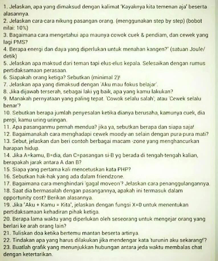 Kunci Jawaban Soal Cinta Galau Kelas Cinta