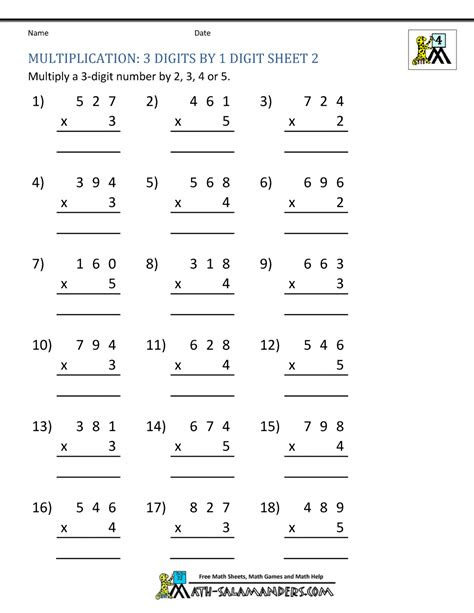 Ensure you explicitly teach your students how to multiply in columns, how to do their times tables and how to apply multiplication to the real world. multiplication sheet 4th grade