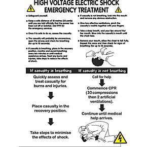 "High Voltage Electric Shock" Safety Poster 600 x 420mm ...