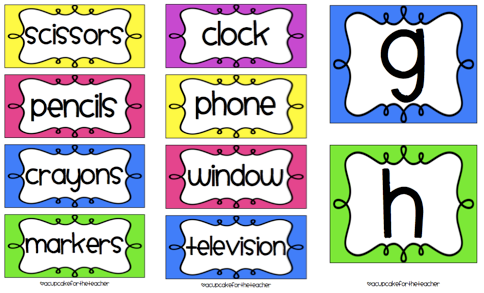 Classroom Labels Starter Kit! and Picture Directions {Freebie} - A Cupcake for the Teacher