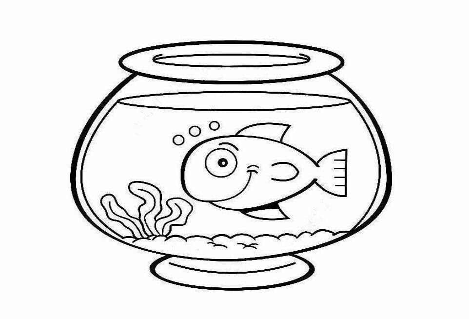 Fish Bowl Coloring Page Printable - Coloring Home