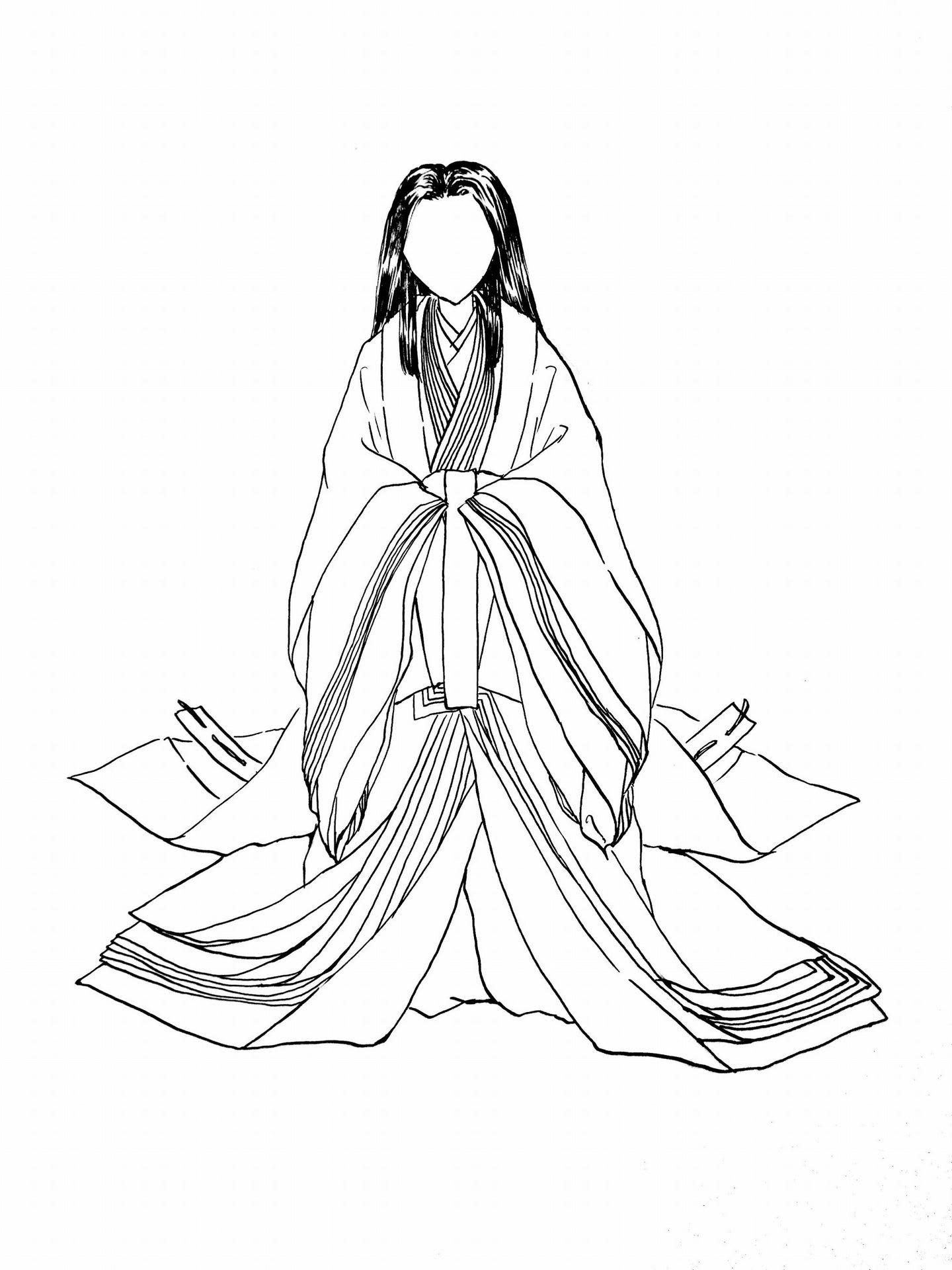 おえかき 十二単 ぬりえ 晴れのち平安