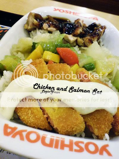 Yoshinoya Chicken and Salmon Bowl