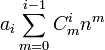 a_i\sum\limits_{m=0}^{i-1}C^i_m n^m