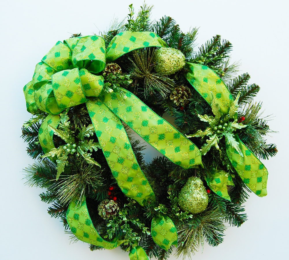 Sparkle Lime Front Door Christmas Wreath
