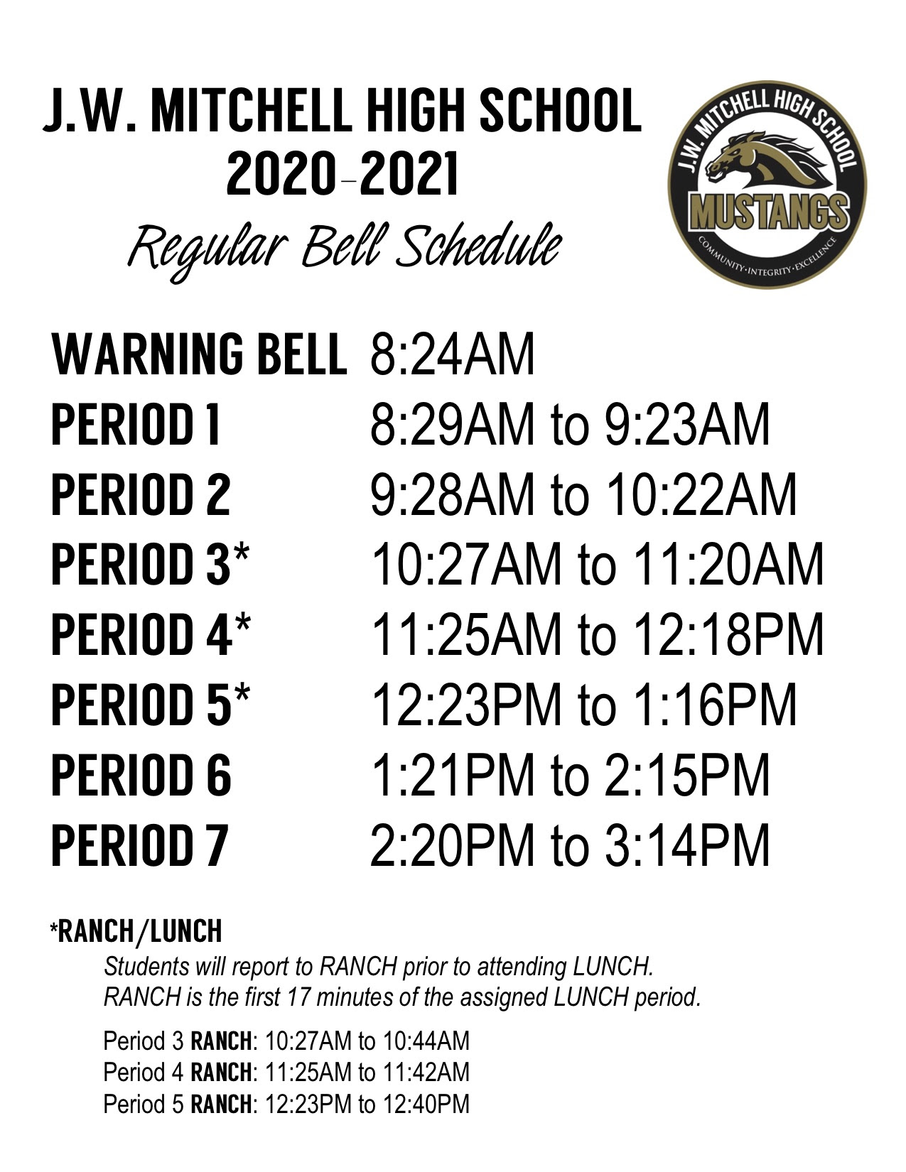 Jw Mitchell High School Calendar
