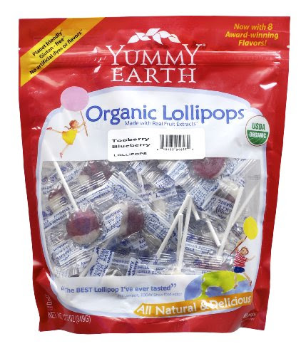 YummyEarth Organic Lollipops, Tooberry Blueberry (60 Count), 12.3-Ounce Bags (Pack of 4)