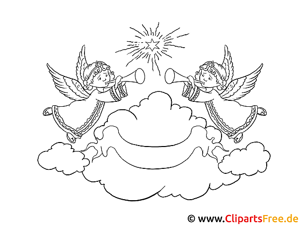 Advent Ausmalbild Engel im Himmel