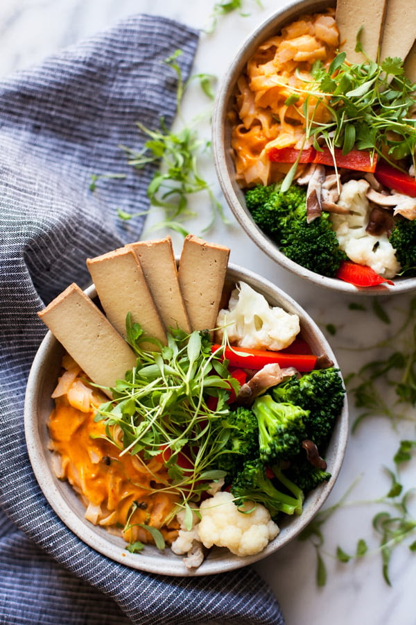 Quick & Easy Red Curry Rice Noodle Bowls | The Full Helping