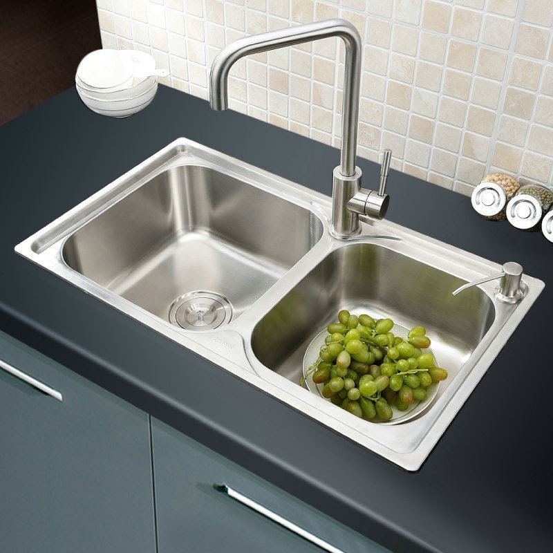 Modern Simple 304 Stainless Steel Sink Double Bowl Kitchen ...