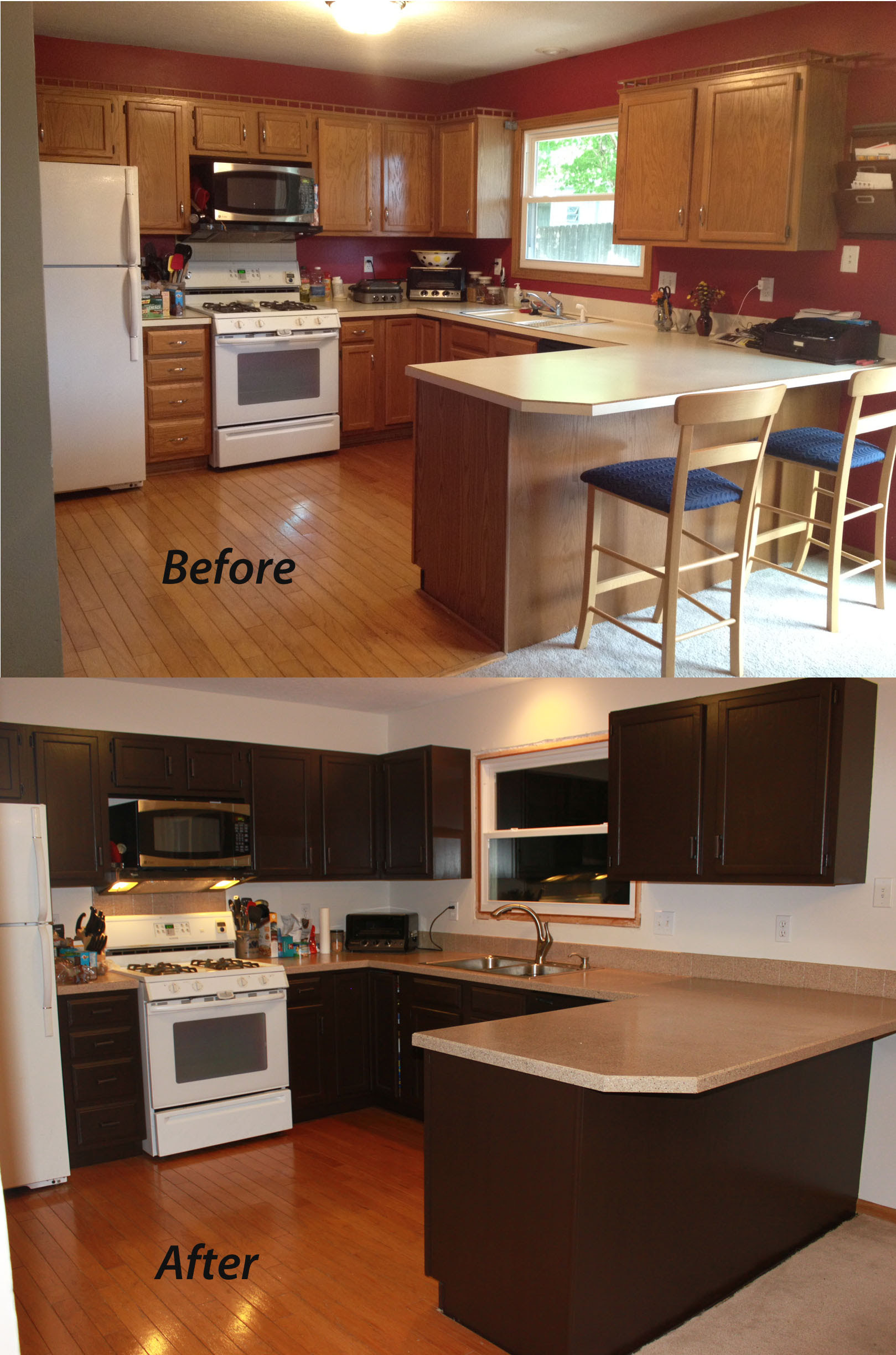 Painting Kitchen Cabinets Before And After  Car Interior Design