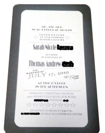 Film Wedding Invitation examples Printing on cardstock