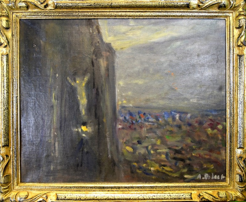 Leuchtender Retter an der Felswand, Jugendstil, Alois De Laet, 1900