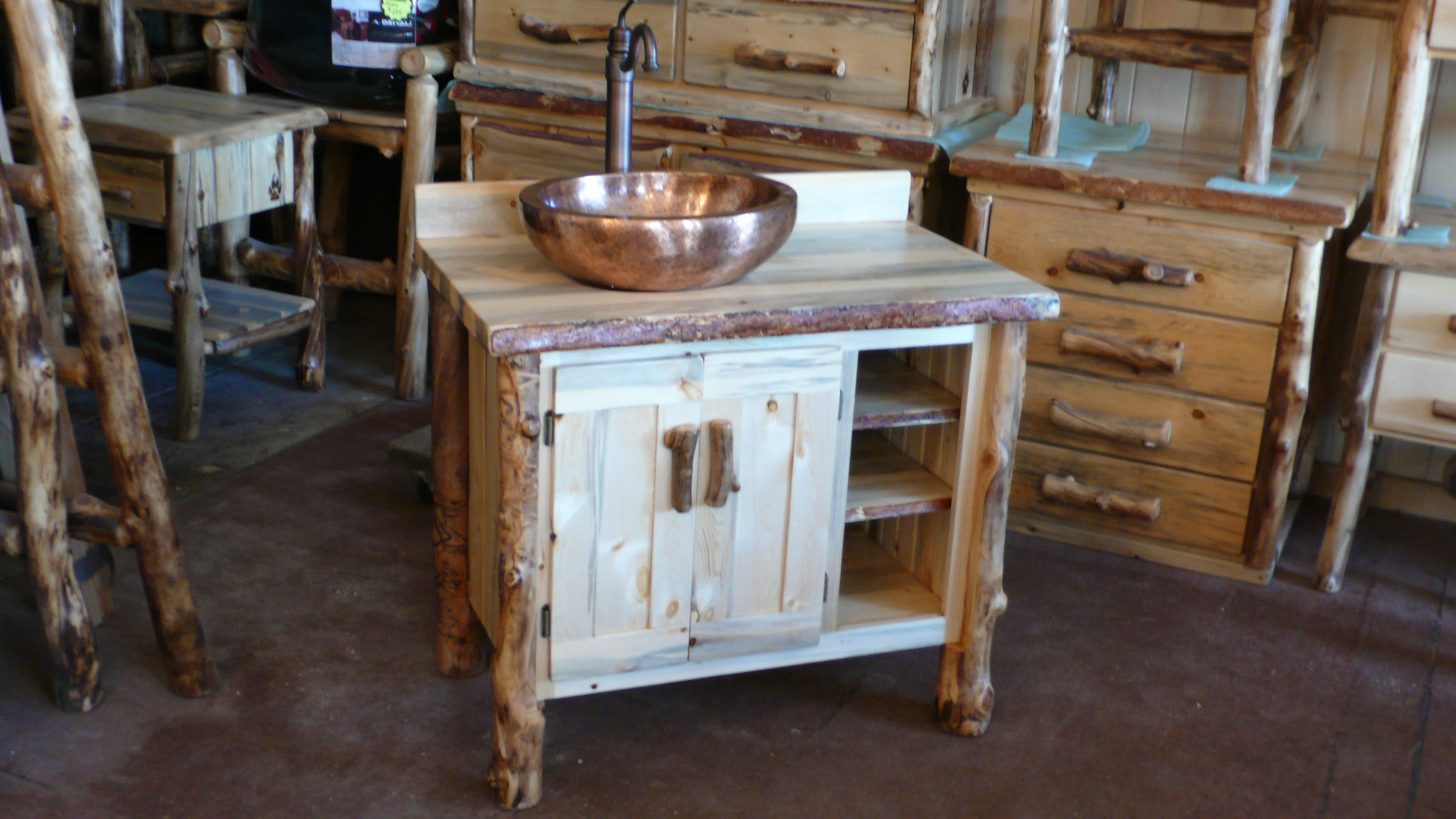 Bathroom Vanities Aspen Log And Beetle Kill Pine Furniture
