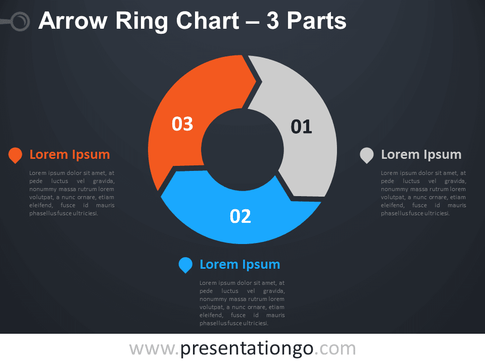 3-Parts Arrow Ring PowerPoint Chart - PresentationGO.com