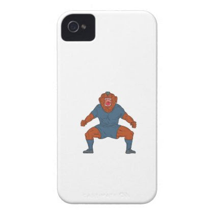 Bulldog Footballer Celebrating Goal Cartoon iPhone 4 Case-Mate Case