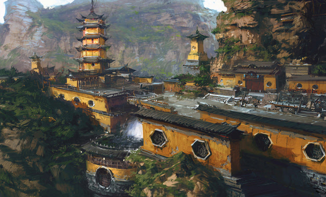 jinshan temple photoshop illustration landscape