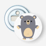 Cute Big Blue Cartoon Bear Button Bottle Opener