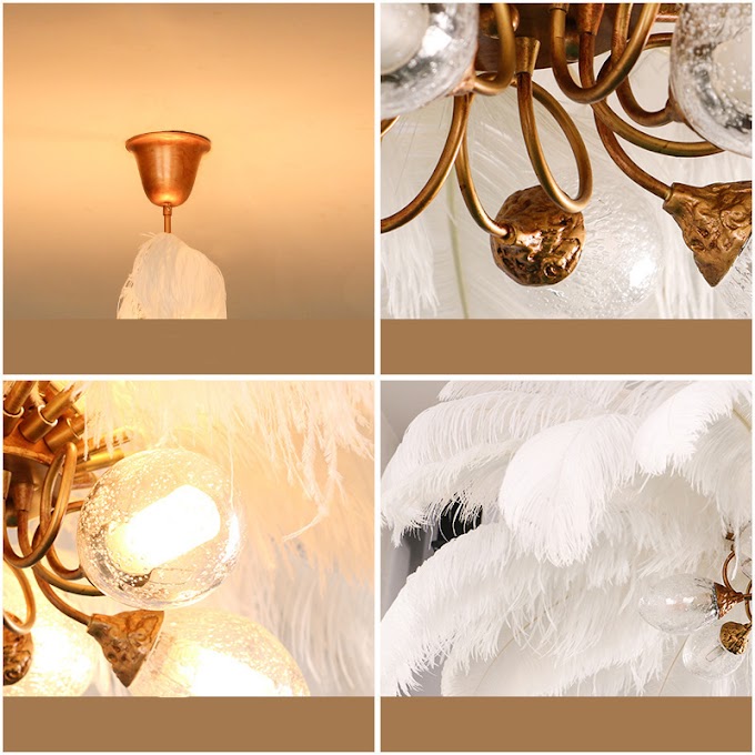 Best Seller Nordic Pendant Lights Luxury Romantic Ostrich Feathers Lamp Living Room Hanging Lamps Bedroom Kitchen Restaurant Decor Fixtures