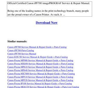 Download Kindle Editon canon ipf700 service repair manual parts catalog Free Download PDF