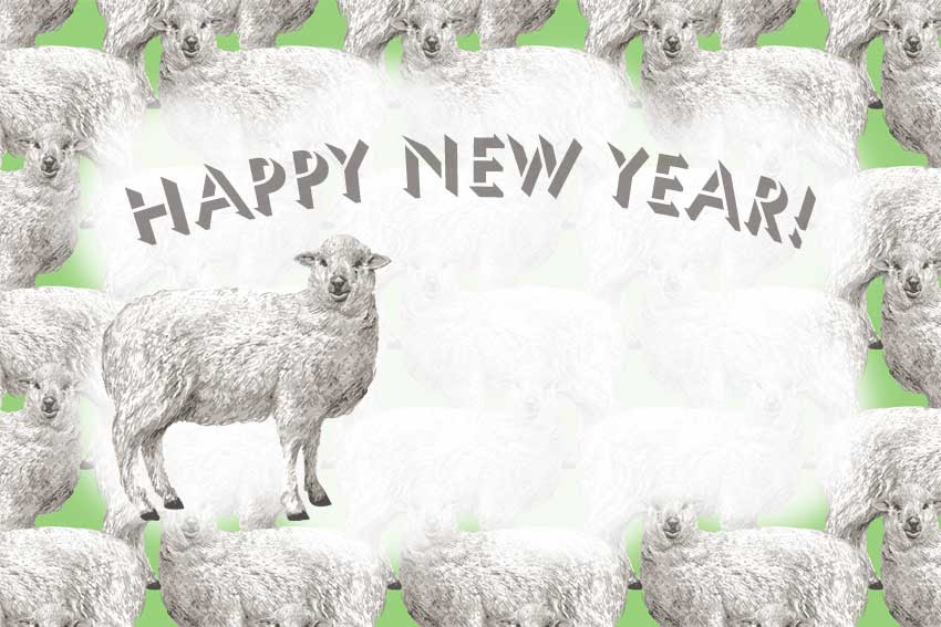 リアル羊 リアルタッチひつじの年賀状用イラスト フリー素材集