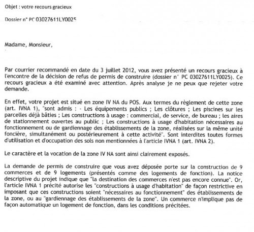 recours gracieux concernant l obstention de leur permis de construire
