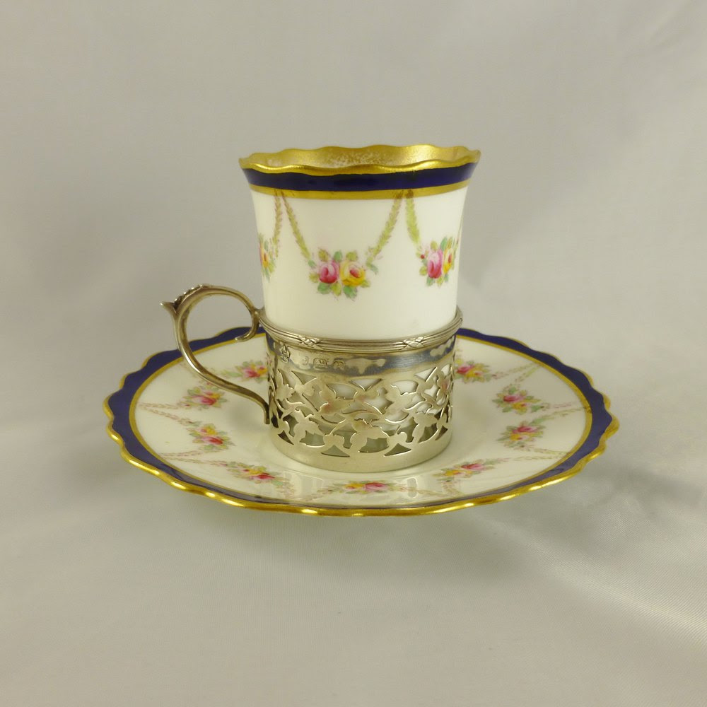 Antiques Atlas - Aynsley Cup & Saucer In Solid Silver ...