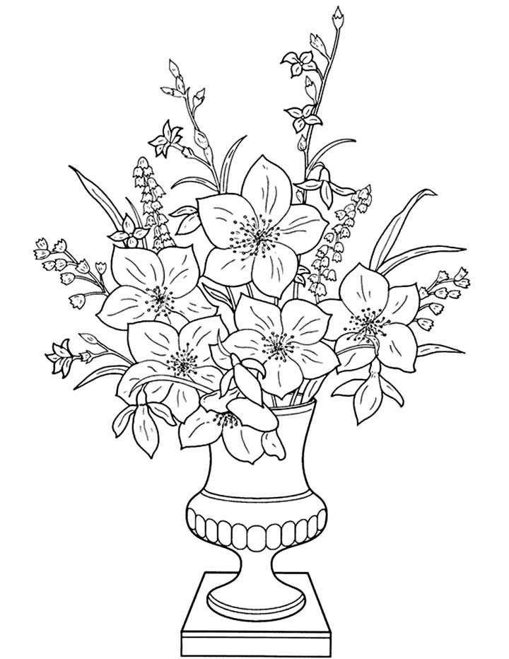 free vase and flowers coloring page download free clip art