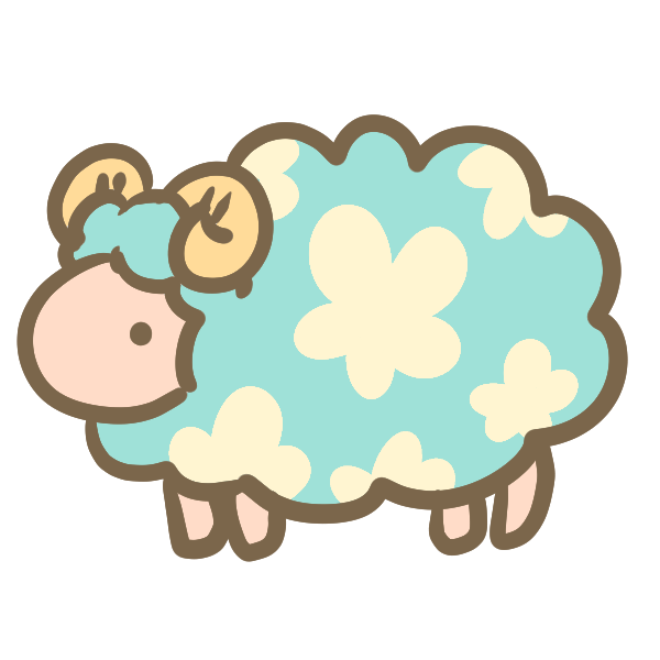 お花模様の羊 ブルー のイラスト かわいいフリー素材が無料のイラストレイン