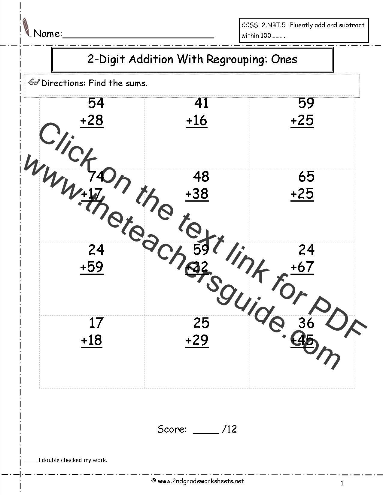 Two Digit Addition Worksheets