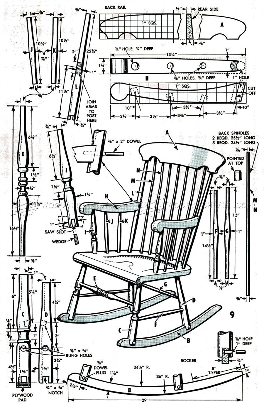 Boston Rocking Chair Plans â¢ WoodArchivist