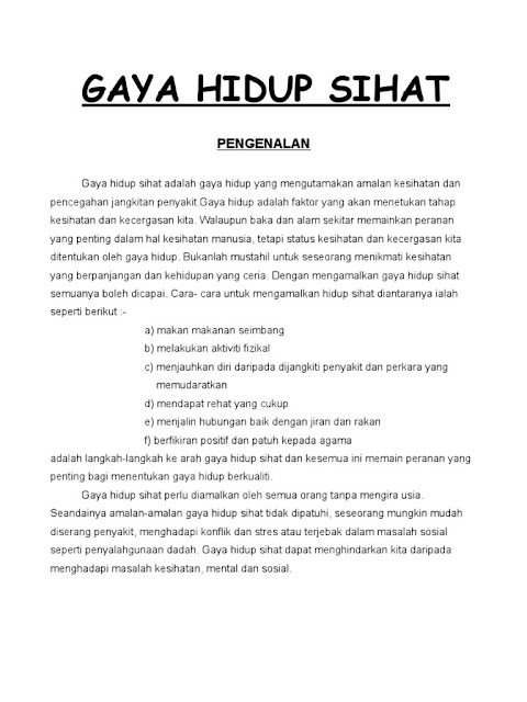 karangan gaya hidup sihat tahun 4