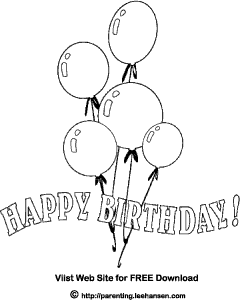 Birthday Coloring Book - Happy Birthday Balloons Picture to Color - Birthday 