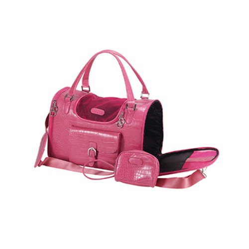 ... Crocodile LEATHER Travel CARRIER Bag pet CAT SMALL DOG TOTE PINK PURSE