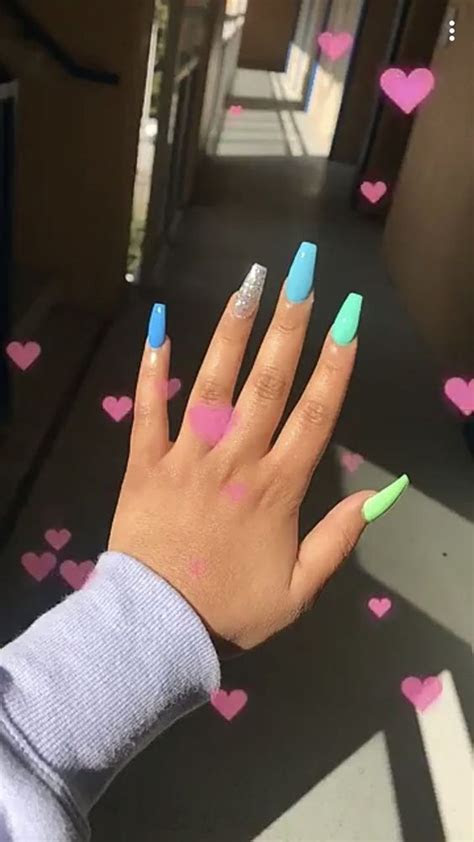 colorful coffin acrylic nails  choose