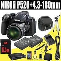 Nikon COOLPIX P520 18.1 MP Digital Camera with 42x Zoom + TWO EN-EL5 Replacement Lithium Ion Battery w/ External Rapid Charger + 32GB SDHC Class 10 Memory Card + Mini HDMI Cable + Carrying Case + Full Size Tripod + SDHC Card USB Reader + Memory Card Wallet + Deluxe Starter Kit DavisMAX Bundle