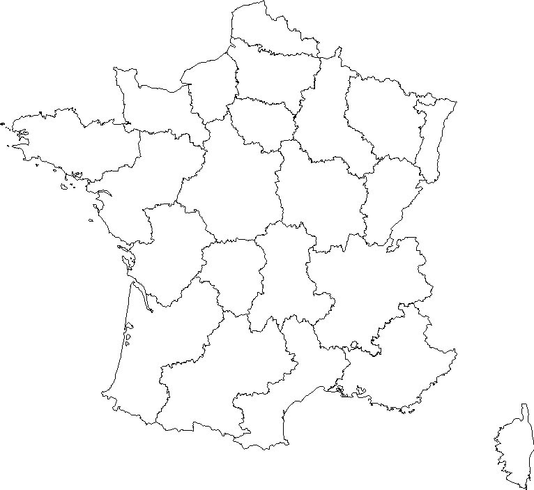 Carte De France Vierge Regions Carte Vierge Des Regions De France