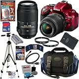 Nikon D5200 24.1 MP CMOS Digital SLR Camera with 18-55mm f/3.5-5.6G AF-S DX VR and 55-300mm f/4.5-5.6G ED VR AF-S DX NIKKOR Zoom Lenses + EN-EL14 Battery + 10pc Bundle 32GB Deluxe Accessory Kit