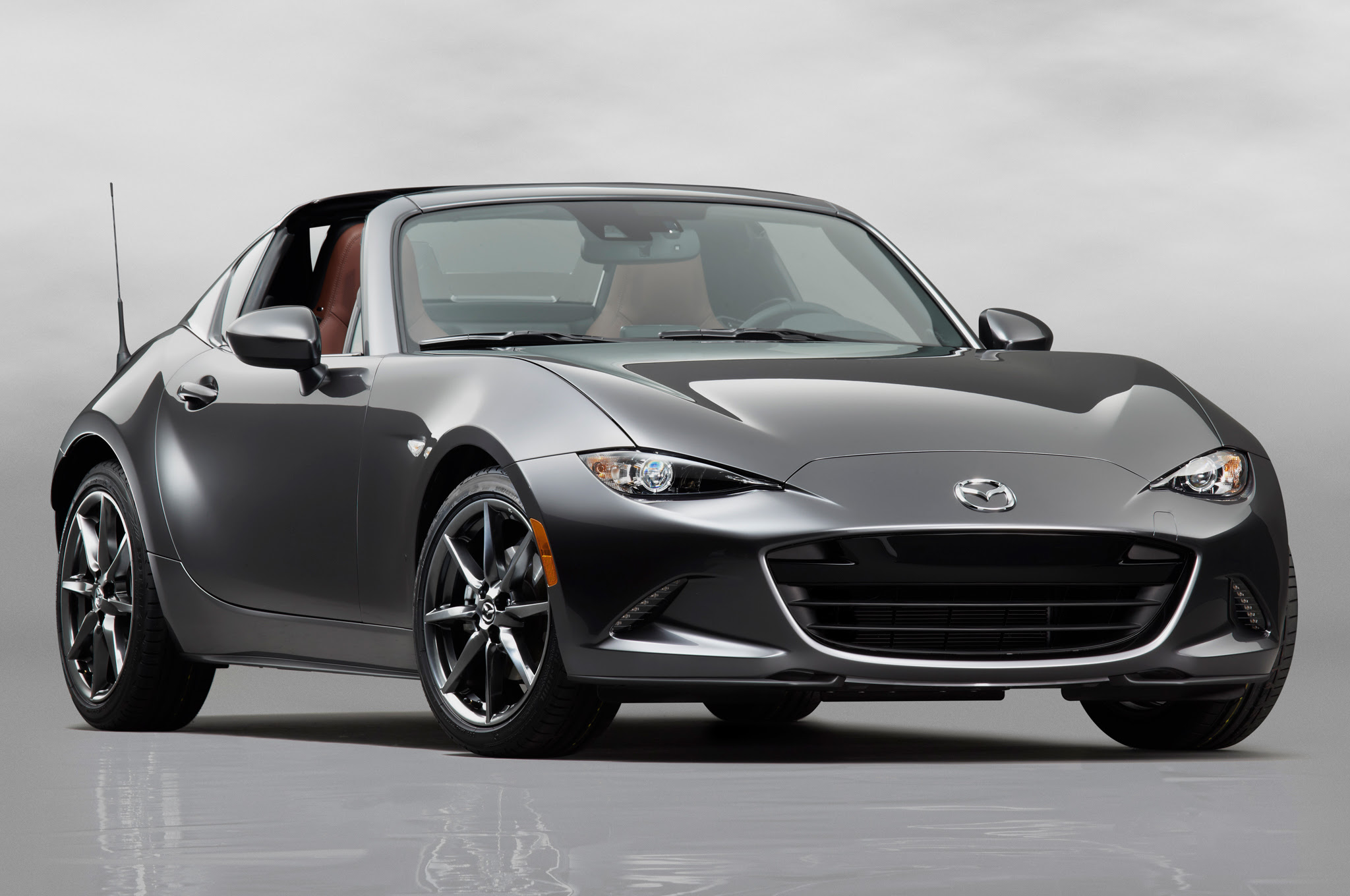 2017 Mazda MX 5 Miata RF front side view top down light background