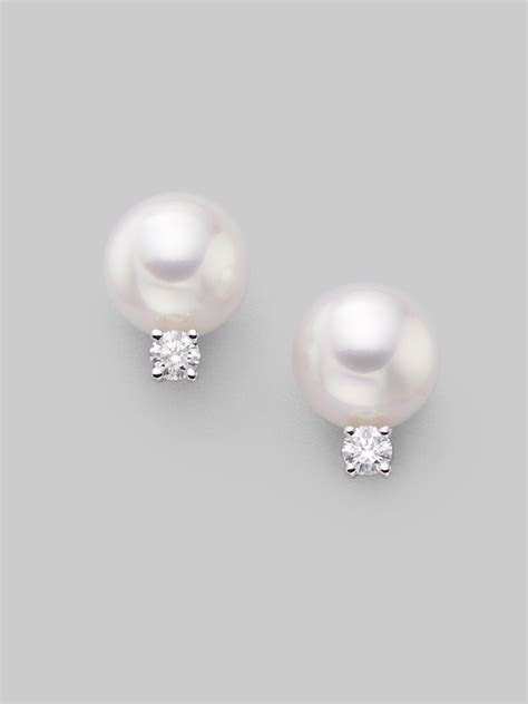 Freshwater pearl initial j necklace. Mikimoto 7mm White Cultured Pearl, Diamond & 18k White